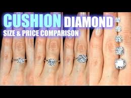 cushion cut diamond size comparison on hand finger