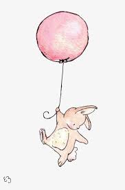Holding Balloons Rabbit Bunny Art Cute Drawings Drawings