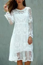 14 59 Long Sleeve Crochet Knee Length Lace Dress Knee Length Lace Dress Crochet Lace Dress Fashion