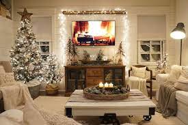 Perfecting The Homefront Cozy Christmas Living Room Night Tour Cozy Christmas Living Room Christmas Living Rooms Basement Living Rooms