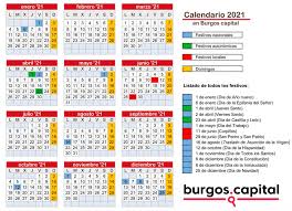 Guarde e imprima la plantilla de calendario agosto 2021 con festivos y feriados en varios formatos. Calendario De Festivos 2021 En Burgos Capital