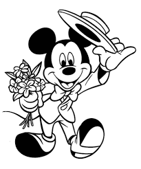 Topolino Elegante Con Mazzo Di Fiori Da Stampare E Da Colorare