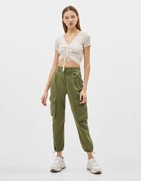 Bershka Black Cargo Pants With Chain Pants Collection Women Bershka United States Cargo Pants Women Pants Pants For Women