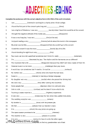 Adjectives Ed Ing Adjectives English Teaching Materials Grammar Exercises