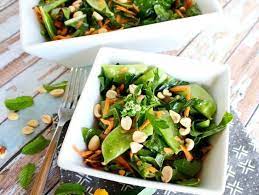 #28 pinky's — tahini salad ($7.50). Snow Pea Carrot Salad With Mint Green Tea Vinaigrette Sharon Palmer The Plant Powered Dietitian Recipe In 2020 Mint Salad Recipes Carrot Salad Vinaigrette Recipes