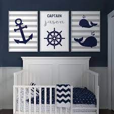 Anchor Whale Wall Art Nautical Nursery Decor Canvas Art Prints Navy Blue Gray Boy Name Personalized Children S Baby Room Poster Painting Calligraphy Aliexpress