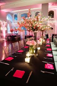 Wedding Wednesday Ballroom In Bloom Beautiful Blooms Rectangle Table Centerpieces Hot Pink Weddings Pink Black Weddings