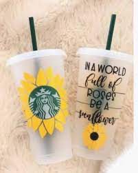 Sunflower Starbucks Custom Starbucks Cup Starbucks Cup Design Starbucks Cup Art
