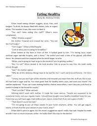Present you an awesome day. Eating Healthy Reading Comprehension Worksheet Have Fun Teaching