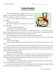 According to doctors, we should sleep in a dark room without distractions such as music or other noise. Eating Healthy Reading Comprehension Worksheet Have Fun Teaching