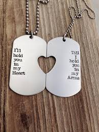 Military Dog Tag Hand Stamped His And Her Set I Ll Hold You In My Heart Stainless Steel Jewelry Dog Tags Military Dog Tags Marines Girlfriend