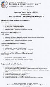 The average salary for a administrative assistant is ₱16,780 per month in philippines. Bpsu Peso Placement Republic Of The Philippines Philippine Statistics Authority Bataan Provincial Statistics Office Bataan Government Center Ala Uli Pilar Bataan 047 240 5237 633 5227 Is In Need Of Contract Service Workers