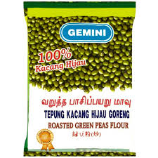 1 lt air 500 gr kacang hijau 400 gr gula pasir 300 cc minyak 2 sdm tepung sagu tani. Gemini Roasted Green Peas Flour Tepung Kacang Hijau Goreng 450g Mygroser