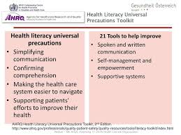 Health Literacy In Health Care The Vienna Model And Self Assessment Tool For Health Literate Hospitals Jurgen M Pelikan Em Prof Institute For Sociology Ppt Download