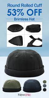 Men Women Women Plus Size Retro Brimless Hat Adjustable Hats For Big Head Rolled Cuff Sailor Cap Sailor Cap Brimless Hat Hats For Big Heads