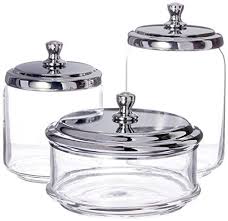 Grant howard 50873 jumbo 92 ounce wide mouth mason embossed glass storage jar canister with airtight lid for kitchen or bathroom, clear. Bathroom Vanity Glass Apothecary Jars For Cotton Balls Swabs Cosmetic Pads Glass Apothecary Jars Apothecary Jars Glass Bathroom