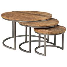 This round coffee table with nesting stools will look marvelous in any room. Riverside Furniture Tania Rustic Nesting Cocktail Table Set With Reclaimed Wood Tops Wayside Furniture Cocktail Coffee Tables