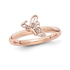 Check spelling or type a new query. Stackable Expressions Diamond Accent Butterfly Ring In Sterling Silver With 14k Rose Gold Plate Zales