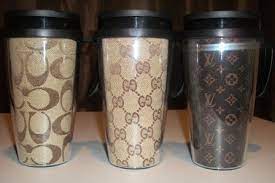 Designer Inspired Coffee Travel Mug Mugs Louie Vuitton Coffee Cup Design