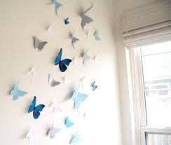 15 Butterflies Blue Silver White Butterfly Paper By Simplychiclily Butterfly Wall Baby Wall Decor Butterfly Wall Decals