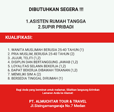 Lowongan kerja supir pribadi sim a, supir pribadi sim a jobs. Lowongan Kerja Medan Terbaru