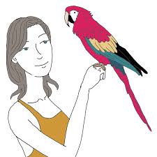 Image result for flower selling girl with a parrot