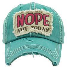 Embroidered Fringe Patch Nope Not Today Distressed Baseball Cap By Thebitsandbobbles On Etsy In 2021 Distressed Baseball Cap Distressed Hat Baseball Cap