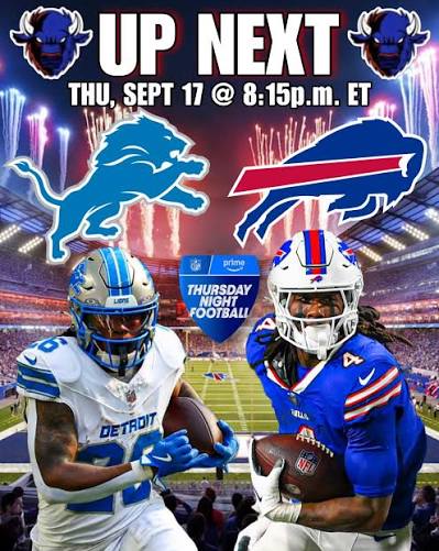 Up next for the Buffalo Bills, they'll host the Detroit Lions at Highmark  Stadium in Week 2!  It's the first regular season game at the new home of Buffalo  Bills football,