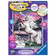 Dank der farbigen motivlinien, welche die malfelder umranden, können die kinder das ganze motiv und die benötigten farben schneller erkennen. Ravensburger Malen Nach Zahlen Magisches Einhorn Mal Set Malvorlage Bild Kinder Ebay