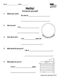 Simple Self Introduction Worksheet Worksheets For Kids Worksheets First Day Activities