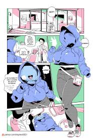 193184 - not furry, safe, artist:shepherd0821, oc, oc:ms. invisible,  fictional species, human, mammal, humanoid, modern mogal, big breasts,  bottomwear, breasts, chair, clothes, comic, dentist, duo, face mask, fanny  pack, female, hoodie, invisible,