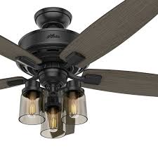 Crafted from quality materials, this fan is damp rated and durable so you can enjoy this fan on an enclosed patio or porch year round. Hunter Fan 52 Inch Traditional Matte Black Ceiling Fan With Light Kit And Remote 840304134540 Ebay
