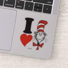 Dr Seuss Valentine I Heart The Cat In The Hat Sticker Zazzle Com Design Your Own Stickers Sticker Set Classic Gifts