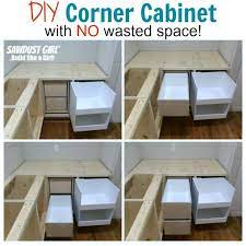 The fronts are covered with metal includes a lot of cabinets and drawers in various sizes. Diy Corner Cabinet With No Wasted Space Sawdust Girl
