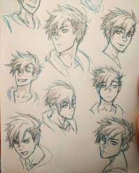 Pencil Sketches Different Facial Expressions How To Draw Anime Body Blue And Graphite Pencils Cabelo De Anime Cabelo Desenho Desenho De Rosto