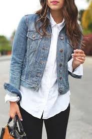 White Collared Shirt And Denim Jacket How To Wear Denim Jacket Classic Denim Jacket Jacket Outfits