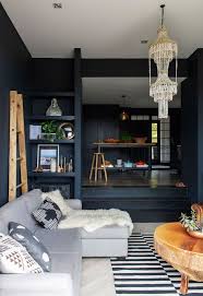 Dark Blue Living Room And Kitchen Dark Blue Living Room Brick Living Room Living Room Grey
