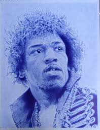 Jimi Hendrix ink portrait, A4 format.