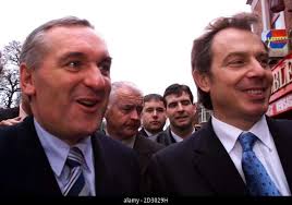 Prime Minister Tony Blair with Irish Premier Bertie Ahern during a visit to  a supermarket in Drumcondra, Dublin, today (Thursday). *EDI* WPA Photo by  Chris Bacon/PA Stock Photo