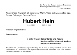 Traueranzeigen von Hubert Hein