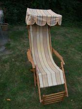 Fabulous Vintage Victorian Edwardian Deck Chair With Footrest Sunshade Rare