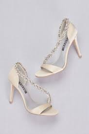 High Heeled Sandals With Crystal Flower Strap David S Bridal Wedding Shoes Sandals Heels Best Bridal Shoes