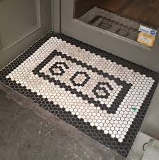 Black And White Hexagon Porcelain Tile House Number 606 Hex Floor Tile Black White Mosaic Flooring Entryway Flooring Porch Tile