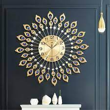 Amazon Com Anmiki Luxury Gold Large Wall Clock 3d Non Ticking Silent Quartz Clocks With Arabic Numerals Diamond Ro Big Wall Clocks Large Wall Clock Wall Clock