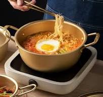 Travelwant Ramen Pot, Korean Ramen Cooking Pot with Lid Spoon and  Chopsticks Korean Ramen Noodle Pot Fast Heating For Kitchen Cookware  (Double handle)