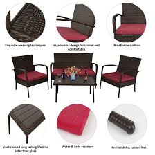 Gojooasis 4 Piece Furniture Conversation Cushioned In 2020 Furniture Sofa Set Furniture Red Cushions