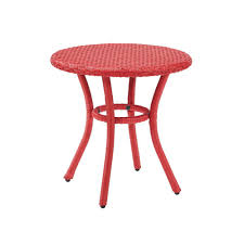 Crosley Light Red Wicker Outdoor Side Table Palm Harbor Co7217 Re The Home Depot In 2020 Outdoor Wicker Wicker Side Table Outdoor Side Table