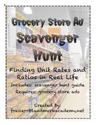 Unit Rates Ratios Grocery Store Ads Scavenger Hunt Consumer Math Unit Rate Middle School Math