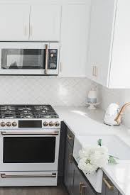 My White Gold Kitchen With Cafe Appliances In 2020 Coastal Inspired Kitchens Gold Kitchen Coastal Kitchen
