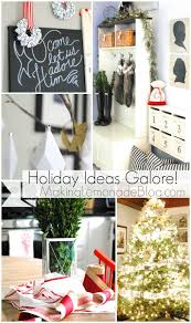 Ornament of gray and blue shimmering beads fake pine tree leaves, fake pine tree wreath and white. Christmas Home Tour Holiday Decorating Ideas Lemonade Style Making Lemonade